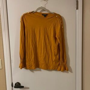 Ralph Lauren Yellow Long Sleeve Ribbed Blouse